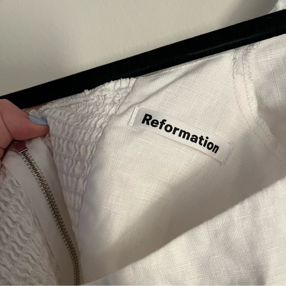 Reformation Belgium Linen Midi Dress White Size 6 - Picture 5 of 7